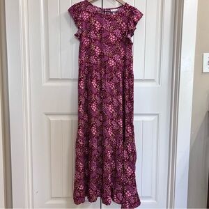 Cat & Jack Girls Floral Short Sleeve Maxi Dress in Pink, Size XL (14/16)